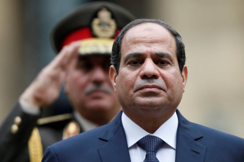 FILE PHOTO: Egyptian President Abdel Fattah al-Sisi attends a military ceremony in the courtyard of the Hotel des Invalides in Paris, France, November 26, 2014. REUTERS/Charles Platiau/File Photo