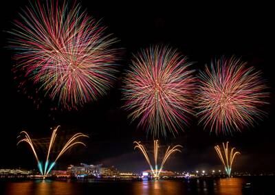 Fireworks above the Yas Bay waterfront mark Eid Al Fitr. Victor Besa / The National