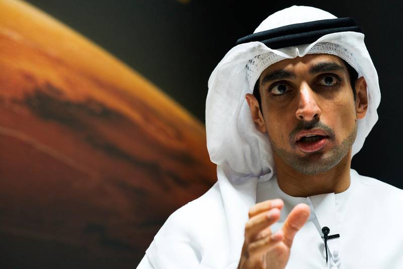 Omran Sharaf, the project director for the Emirates' Hope space probe to Mars, speaks during an interview at the Mohammed bin Rashid Space Center in Dubai, United Arab Emirates, Sunday, July 19, 2020. A Japanese H-IIA rocket carrying a United Arab Emirates Mars spacecraft has been placed on the launch pad for Monday's scheduled liftoff for the Arab world's first interplanetary mission, officials said Sunday. (AP Photo/Jon Gambrell)