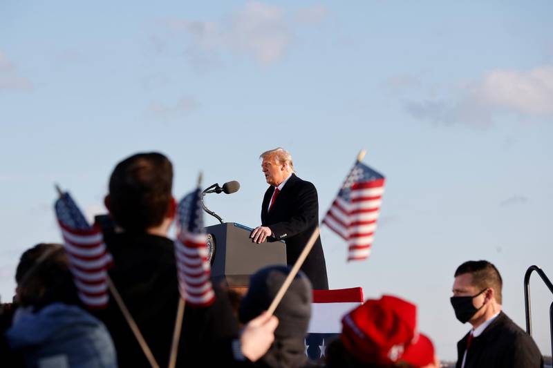 US President Donald Trump speaks as he departs from the Joint Base Andrews, Maryland. Reuters