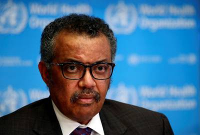 Director General of the World Health Organization (WHO) Tedros Adhanom Ghebreyesus attends a news conference on the situation of the coronavirus (COVID-2019), in Geneva, Switzerland. Reuters