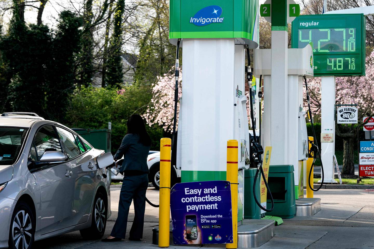 High fuel prices have led to calls for a windfall tax on energy companies in Britain. AFP 