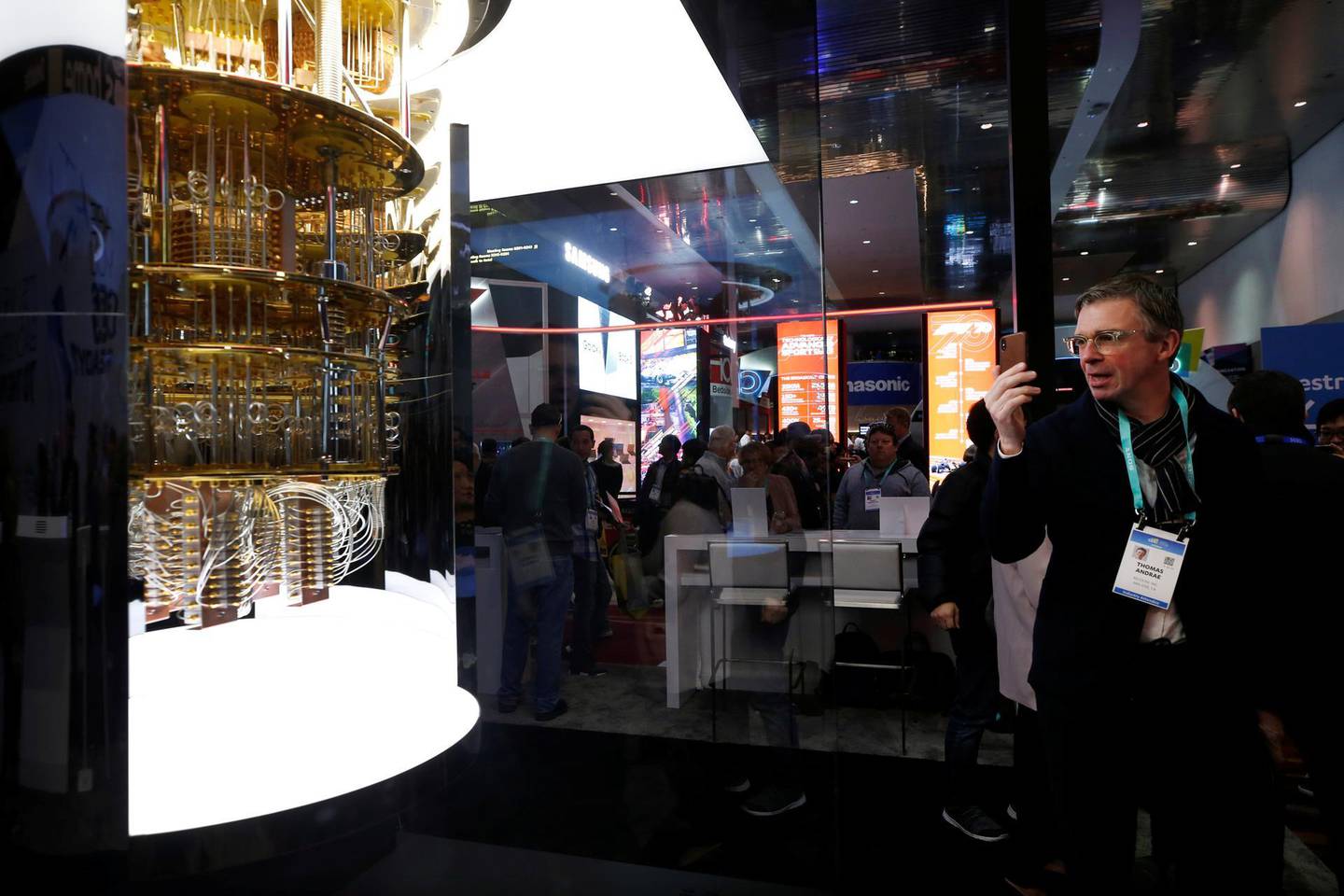 A man takes a photo of a model of the IBM Q System One quantum computer during the 2020 CES in Las Vegas, Nevada, U.S. January 7, 2020. REUTERS/Steve Marcus