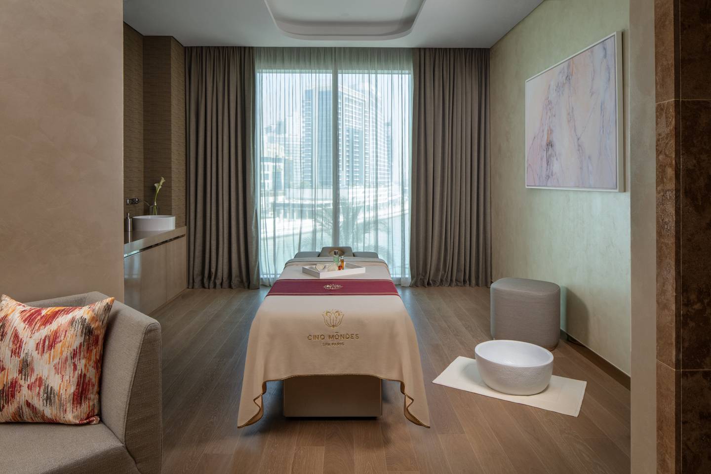 One of the treatment rooms at the Cinq Mondes Spa. Photo: Hyde Hotel Dubai 