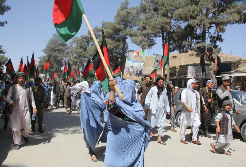 Protesters shout slogans during a protest in Maimana, capital of Faryab province, Afghanistan on July 8, 2018. Reuters