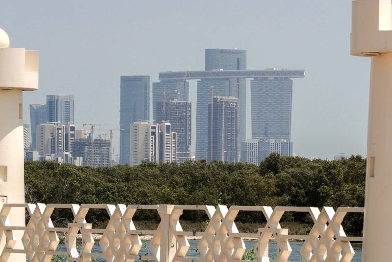 Abu Dhabi, United Arab Emirates, July 15, 2019.  Standalone weather images. --  The view of Al Reem Island from the Eastern Mangrove area.Victor Besa/The NationalSection:  NAReporter: