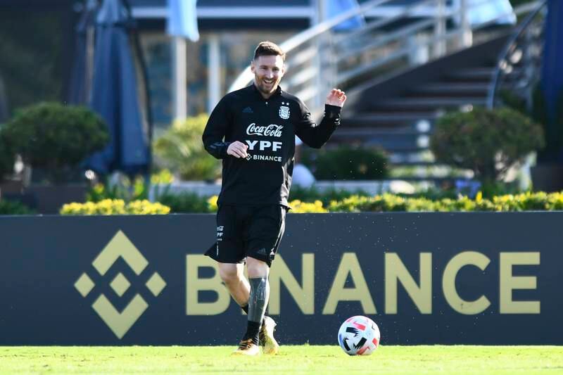 Argentina star Lionel Messi takes part in a training session in Ezeiza. Getty