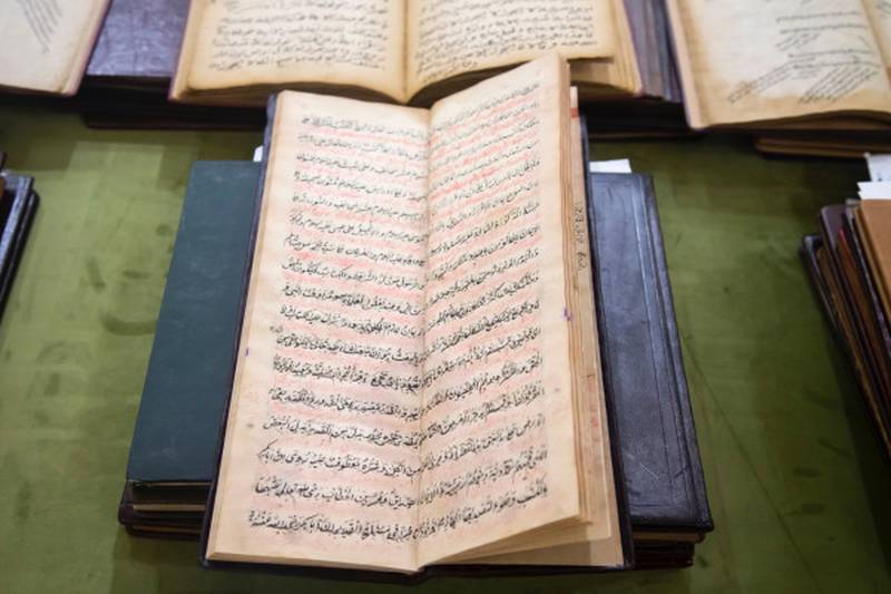 Sheikh Dr Sultan bin Muhammad Al Qasimi, the Ruler of Sharjah, donated a set of original manuscripts to Al Qasimia University. Photo: Sharjah Government Media Bureau