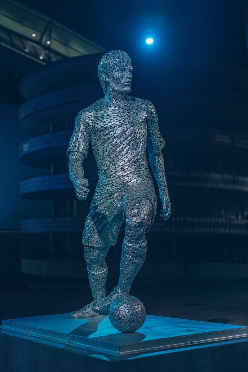 Manchester City unveil a statue of club legend David Silva  at the Etihad Stadium. Courtesy Manchester City FC