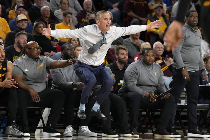 Arizona State coach Bobby Hurley during his team's NCAA college basketball game against Colorado, in Tempe, Arizona. AP