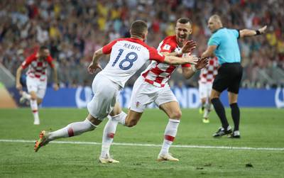 Croatia's Ivan Perisic celebrates scoring their first goal. Reuters