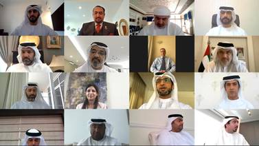 Officials of various Abu Dhabi government entities interacting with each other during the virtual launch of Abu Dhabi Pay. Courtesy Tamm