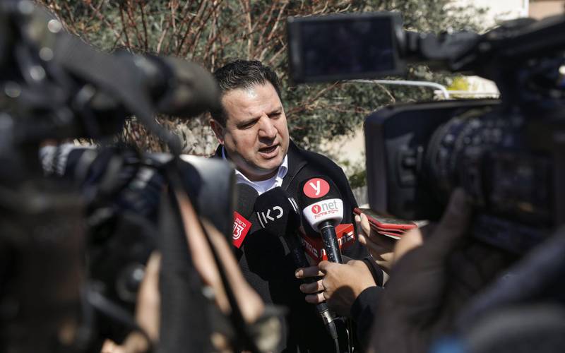 Ayman Odeh, the head of Israel's predominantly Arab Joint List coalition, talks to reporters in the northern Israeli city of Haifa, on March 3, 2020, a day after the Israeli general elections. AFP