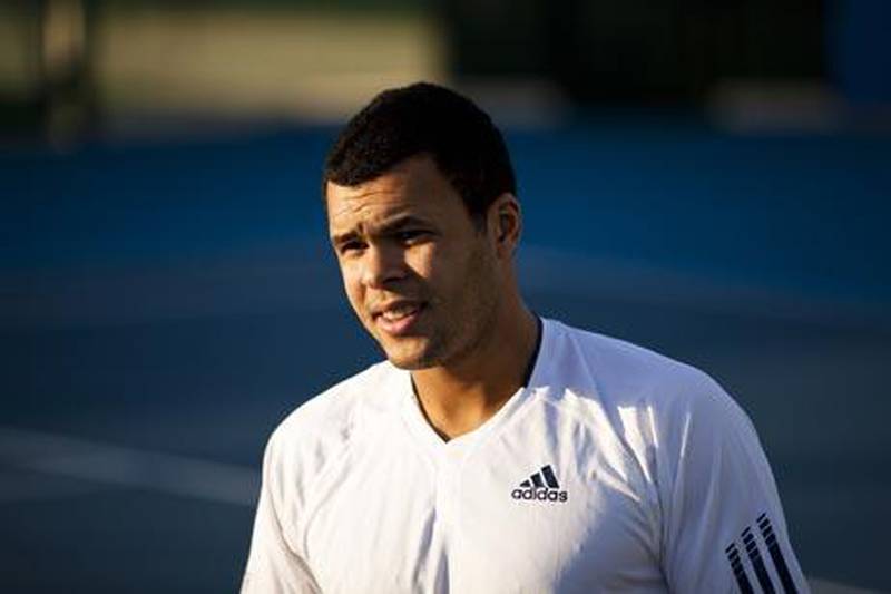 December 28, 2010 - Abu Dhabi, UAE - Jo-Wilfried Tsonga, ranked 13th in the world, practices at Zayed Sports City for the Mubadala World Tennis Championship on Tuesday December 28, 2010.  (Andrew Henderson/The National)
