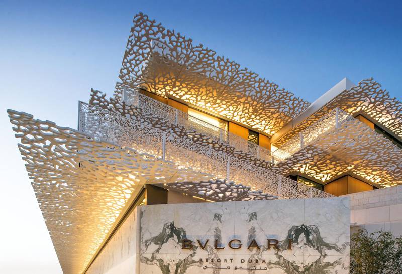 The Bulgari entrance certainly makes an impact. Bulgari Resort Dubai 