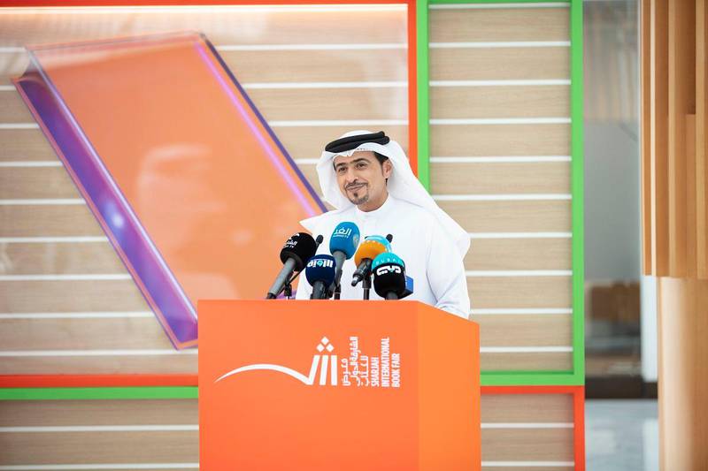 Ahmed Al Ameri, chairman of SBA, during the Sharjah International Book Fair press event on Monday. Sharjah Book Authority 
