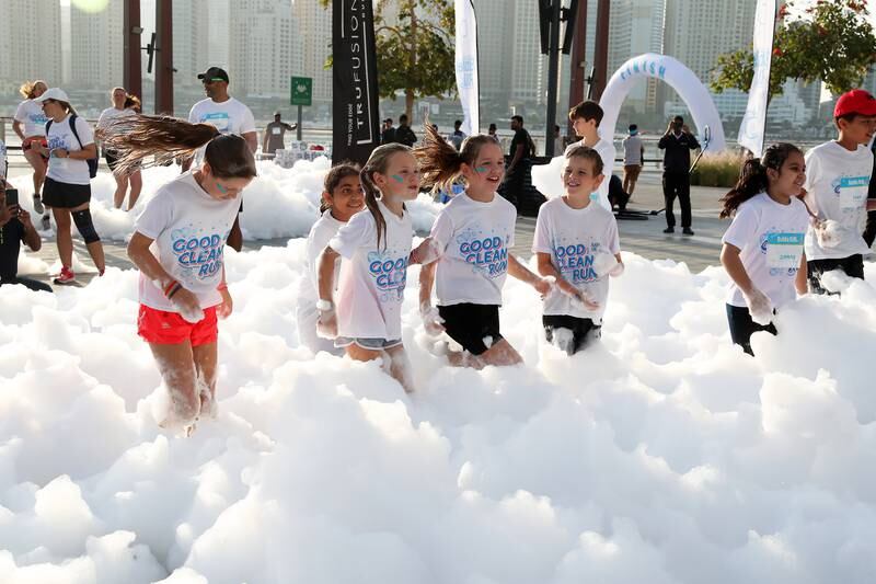 The UAE's first Bubble Run was held in Dubai on Sunday morning. All photos: Pawan Singh / The National