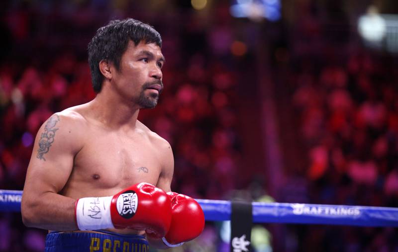 Manny Pacquiao's most recent professional but was in a decision defeat to Yordenis Ugas in August 2021. Getty