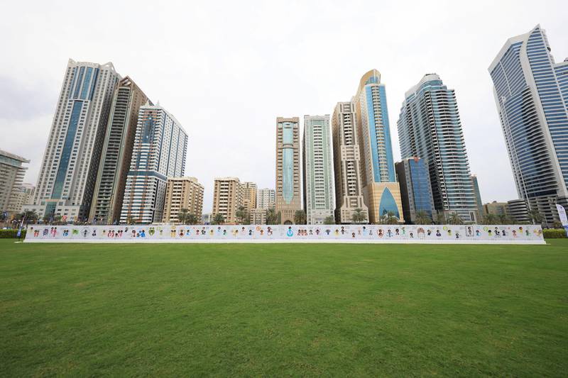 The most people in a photo cutout board picturewas achieved by Sharjah Child Friendly Office on November 21, 2019. Courtesy Guinness World Records