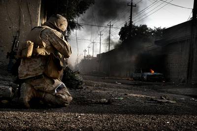 US Marines searching for weapons and improvised explosive devices, house by house, in Fallujah in November 2004. Franco Pagetti / VII