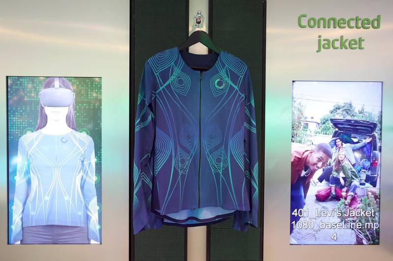 Dubai, United Arab Emirates - December 06, 2020: The connected jacket during GITEX 2020 at the World Trade Centre. December 6th, 2020 in Dubai. Chris Whiteoak / The National