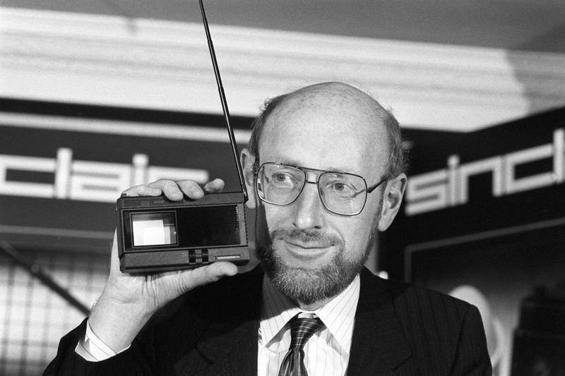 Sir Clive Sinclair at the launch of the Sinclair 2-inch pocket television in 1983. PA