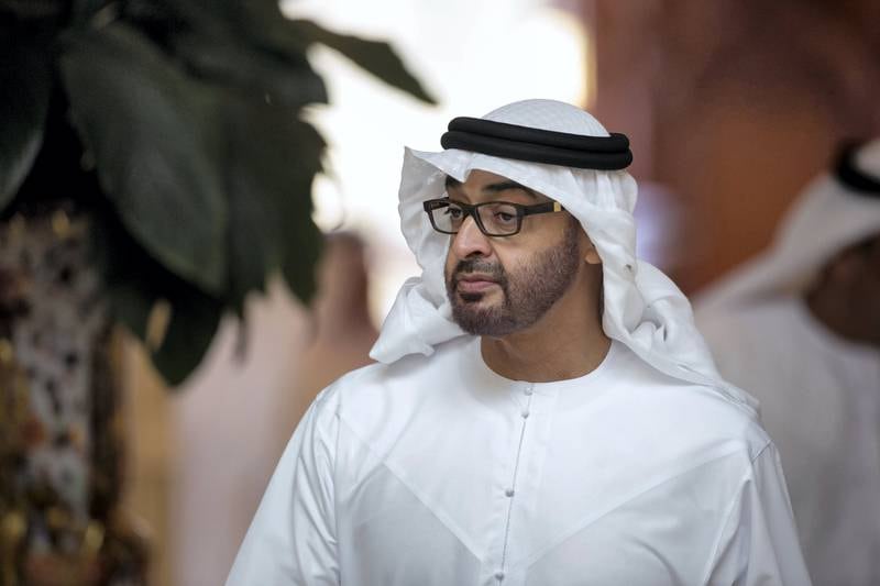 OFFICIAL APPROVED PORTRAIT. ABU DHABI, UNITED ARAB EMIRATES - September 28, 2015: HH Sheikh Mohamed bin Zayed Al Nahyan, Crown Prince of Abu Dhabi and Deputy Supreme Commander of the UAE Armed Forces, attends a Sea Palace barza. ( Ryan Carter / Crown Prince Court - Abu Dhabi )