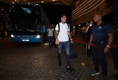 Manchester City goalkeeper Ederson arrives at the team hotel. PA