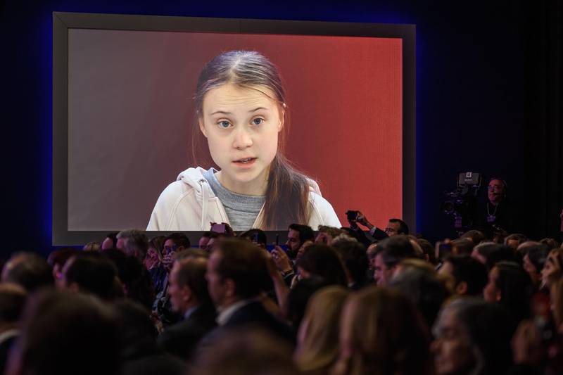 Swedish climate activist Greta Thunberg attends a session at the Congress centre during the World Economic Forum in Davos. AFP