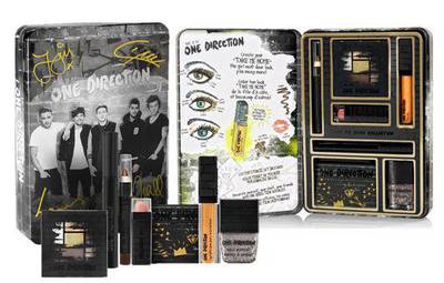 Pretty up: The 1D-inspired Take Me Home make-up box has bronze, golden and shimmery eyeshadow, orange glitter-glow gloss, black mascara, gold-glitter nail polish and a chocolate-brown eye-and-body crayon. Put it all on before you head to the concert on Saturday. Dh120 from Virgin Megastore outlets. Courtesy of Virgin Megastore
