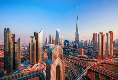 The Dubai skyline. The city offers a number of rental options, including Airbnb properties, serviced apartments and traditional rentals with one-year contracts. Alamy