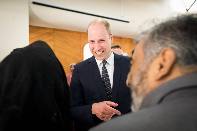 Prince William meets with survivors of the Christchurch mosque shootings during his visit to Al Noor mosque. Reuters