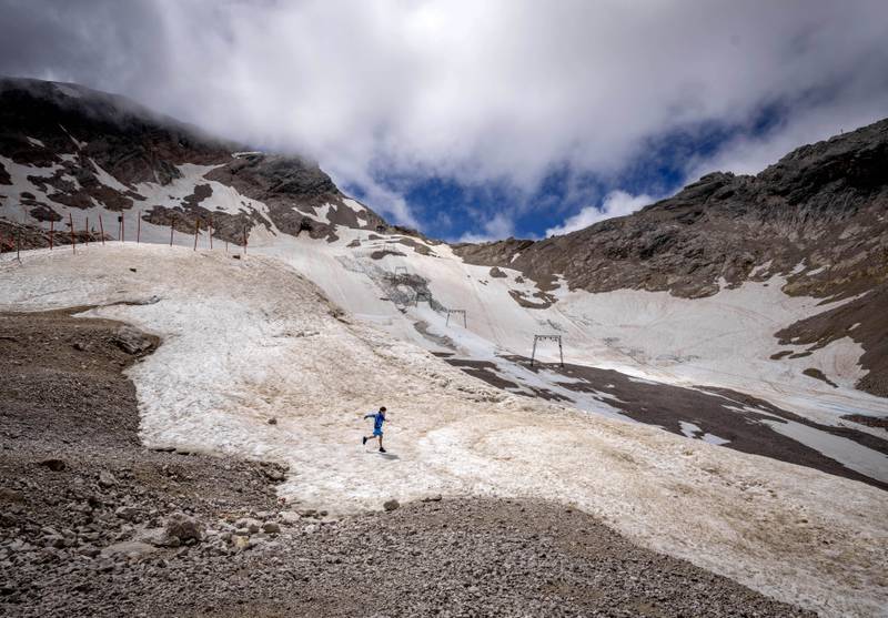 A glacier, which has lost most of its ice in the past few years, on Mount Zugspitze, Germany. AP Photo
