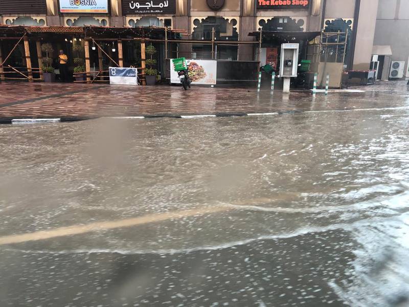 Roads flood in Dubai after an unexpected storm swept through the emirate. The National