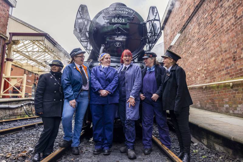An all-female team operated the famous Flying Scotsman train on Wednesday to mark International Women's Day at East Lancashire Railway in Bury, Greater Manchester. PA