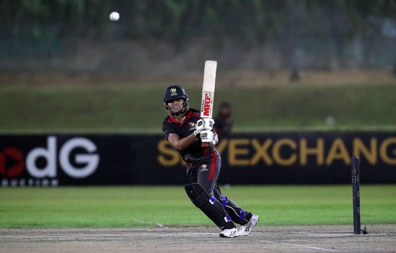 UAE captain Chaya Mughal in action.