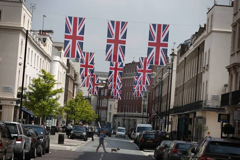 Union Jack flags hang over Elizabeth Street during Queen Elizabeth II's Diamond Jubilee in 2012.  Getty Images