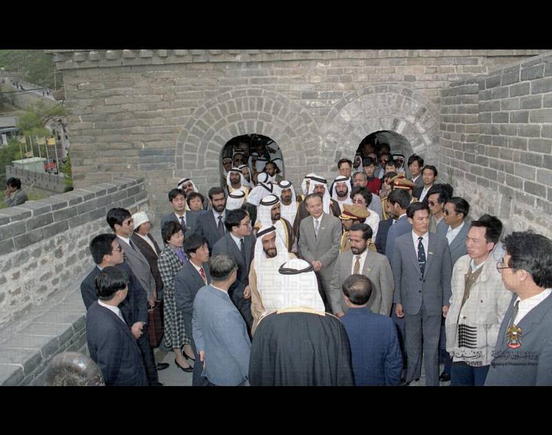 Sheikh Zayed during his visit to China in 1990. Courtesy National Archives