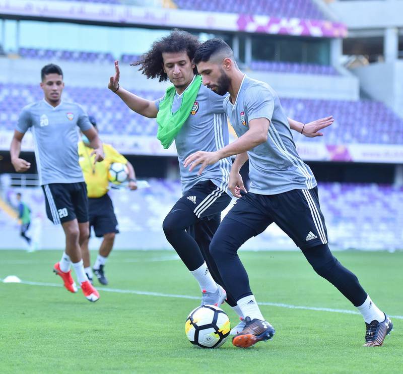 UAE players train at the Hazza bin Zayed Stadium. Courtesy UAEFA