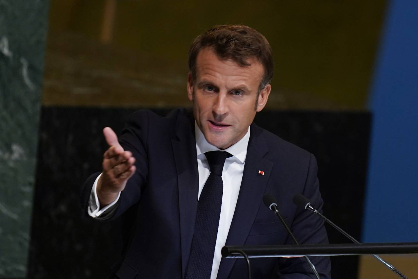 French President Emmanuel Macron promised to raise the pension age during his re-election campaign this year. AP 