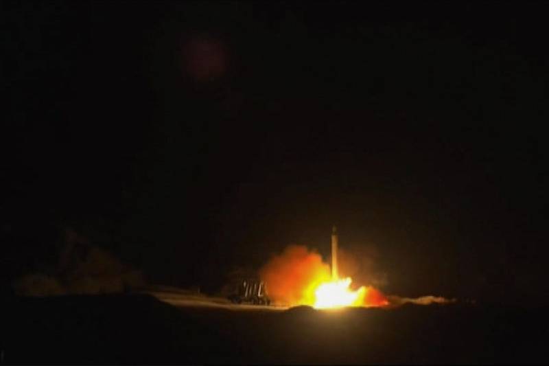 An image grab obtained from footage shows rockets launched from the Islamic republic against the US military base in Ein-al Asad in Iraq the prevous night. AFP