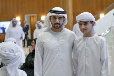 Sheikh Hamdan spent time with his young guests during the Ramadan event

