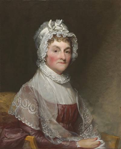 "Gilbert Stuart, Abigail Smith Adams (Mrs. John Adams), 1800/1815, oil on canvas, overall: 73.4 x 59.7 cm (28 7/8 x 23 1/2 in.)
framed: 97.5 x 84.8 x 10.8 cm (38 3/8 x 33 3/8 x 4 1/4 in.), Gift of Mrs. Robert Homans, 1954.7.2"