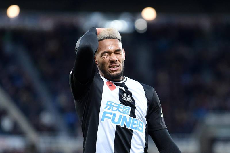 NEWCASTLE UPON TYNE, ENGLAND - NOVEMBER 09: Joelinton of Newcastle United reacts during the Premier League match between Newcastle United and AFC Bournemouth  at St. James Park on November 09, 2019 in Newcastle upon Tyne, United Kingdom. (Photo by Nathan Stirk/Getty Images)