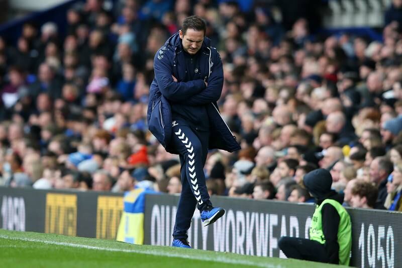 Frank Lampard reacts during the match. Getty