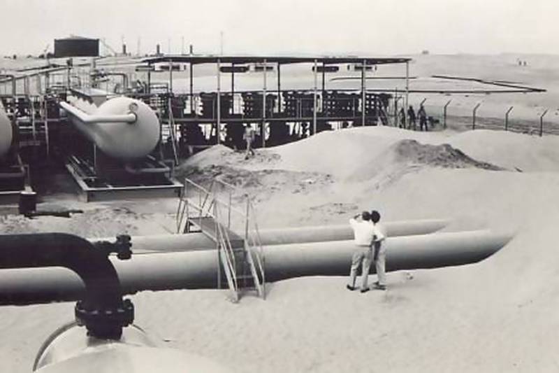 Abu Dhabi Petroleum Company production at Bu Hasa, an Empty Quarter oilfield for which a concession was granted in 1939. Photo: Total
