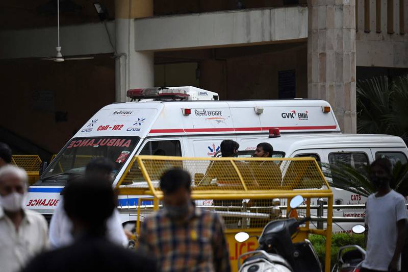An ambulance in New Delhi. AFP