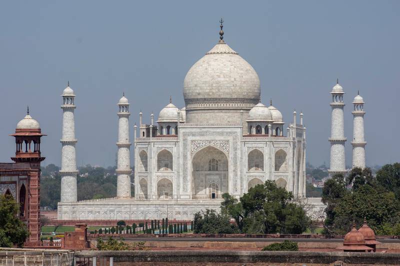 AGRA, INDIA - MARCH 18: A deserted view of the historic monument Taj Mahal, closed for tourists to prevent spread of Covid-19, on March 18, 2020 in Agra, India. With coronavirus cases in India inching towards 150, the government has decided to keep all the public monuments and museums - including the iconic Taj Mahal and Red fort - shut until the end of this month. This is only the third time in history that the historic monument has been closed. The number of Covid-19 cases continue to rise in India which is the second most populated country in the world behind China. (Photo by Yawar Nazir/Getty Images)