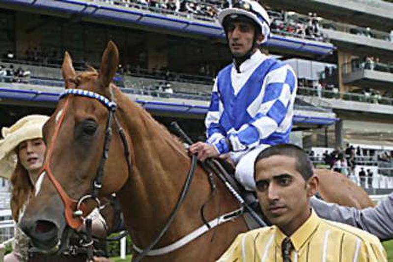 Ahmed Ajtebi, astride Regal Parade, won the Buckingham Palace Stakes race in June this year.
