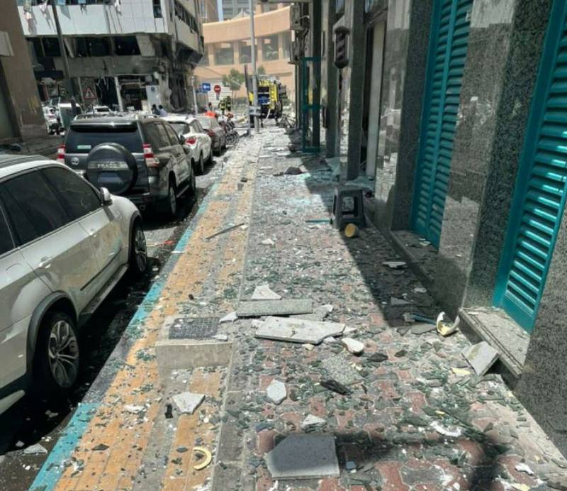 Debris littered the streets after the blast. Photo: Abu Dhabi Police